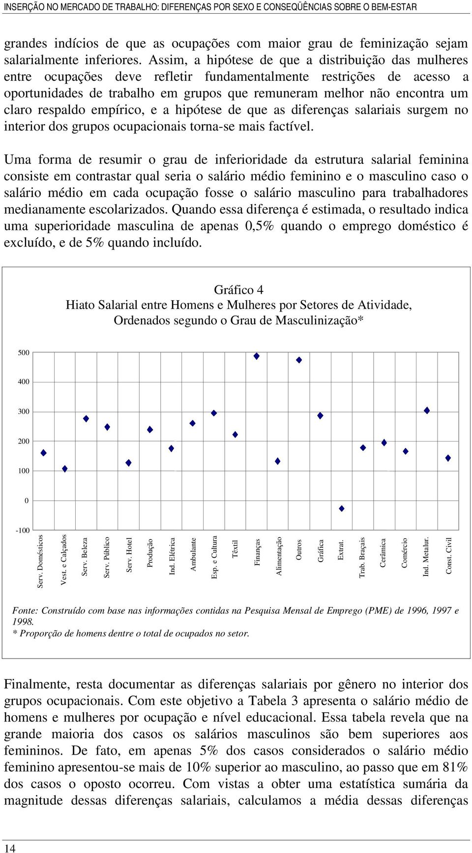 claro respaldo empírico, e a hipótese de que as diferenças salariais surgem no interior dos grupos ocupacionais torna-se mais factível.