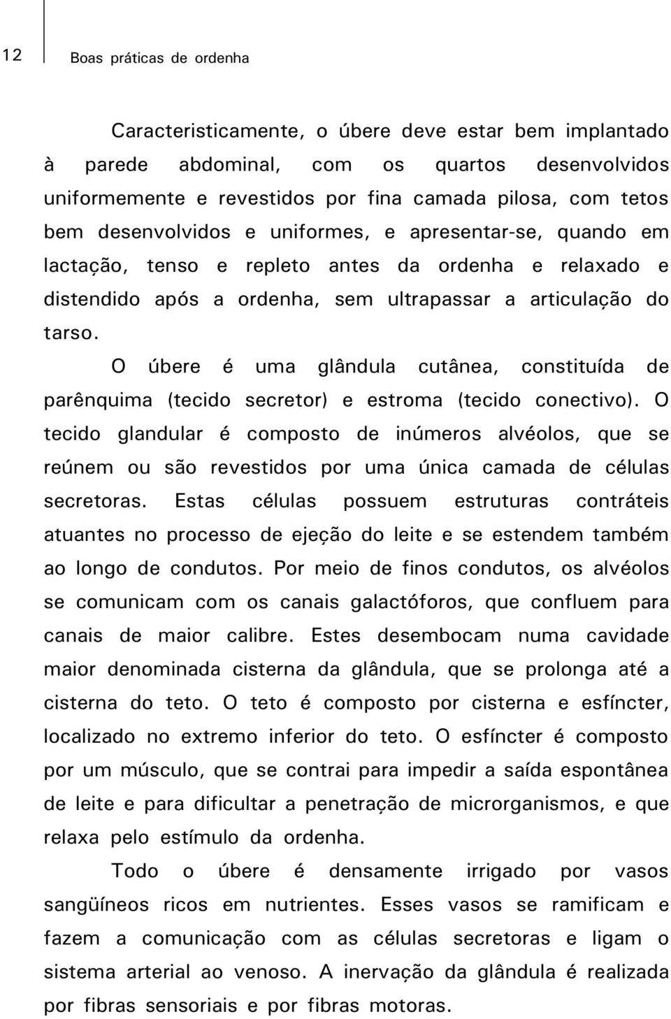 O úbere é uma glândula cutânea, constituída de parênquima (tecido secretor) e estroma (tecido conectivo).