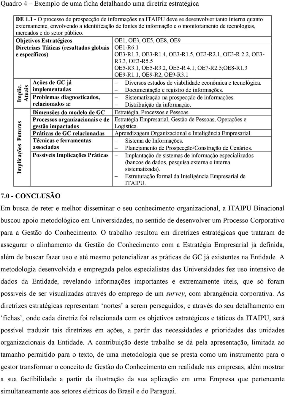 mercados e do setor público. Objetivos Estratégicos OE1, OE3, OE5, OE8, OE9 Diretrizes Táticas (resultados globais e específicos) OE1-R6.1 OE3-R1.3, OE3-R1.4, OE3-R1.5, OE3-R2.1, OE3-R 2.2, OE3- R3.