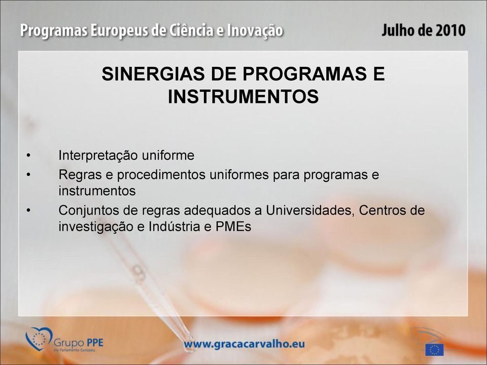 programas e instrumentos Conjuntos de regras