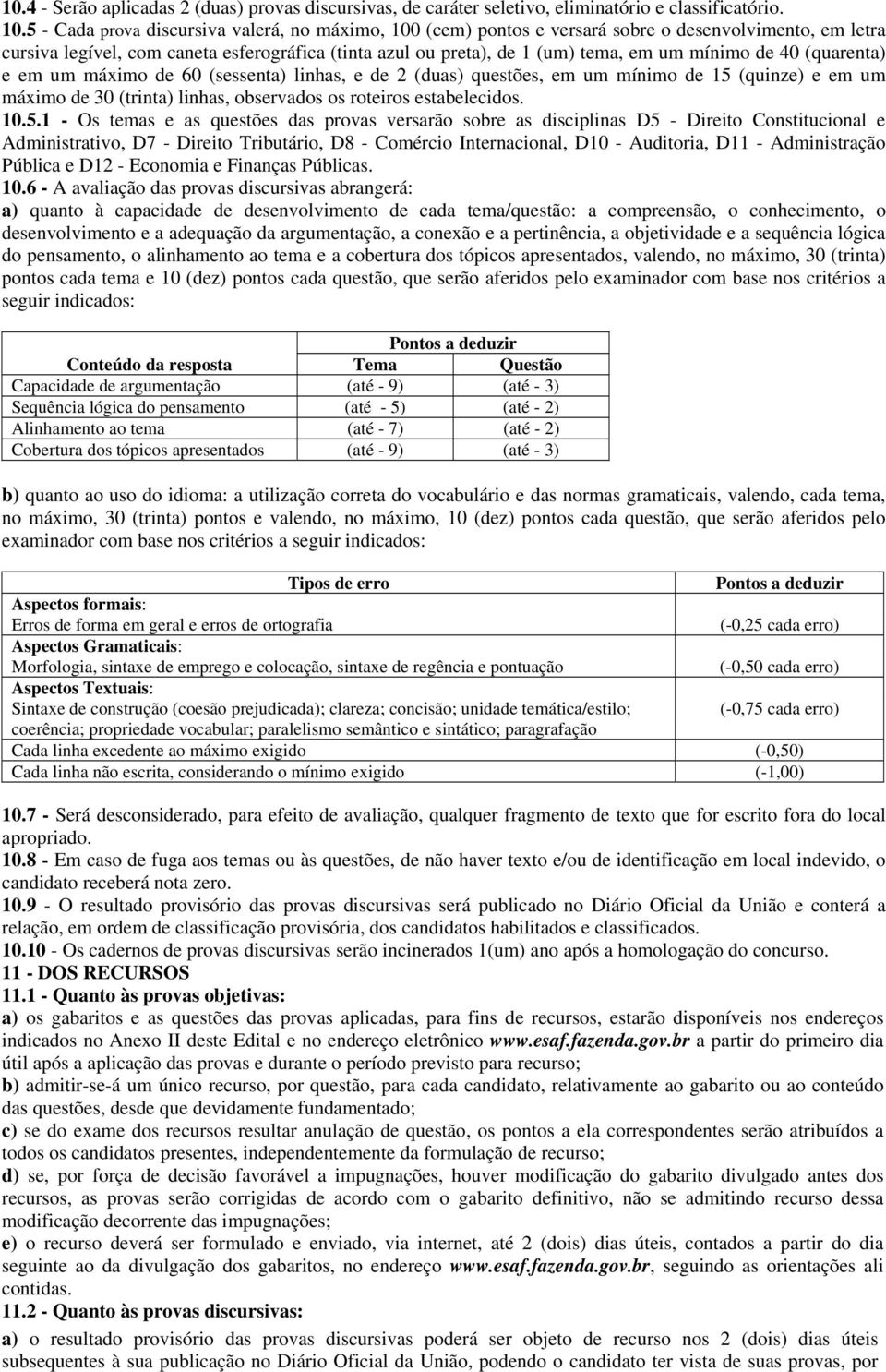 de 40 (quarenta) e em um máximo de 60 (sessenta) linhas, e de 2 (duas) questões, em um mínimo de 15 