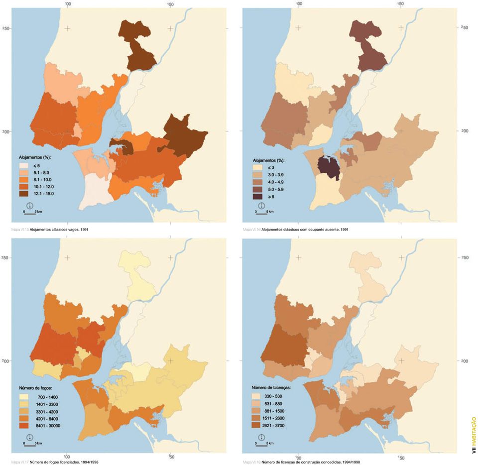 1991 VII HABITAÇÃO Mapa VII.17 Número de fogos licenciados.