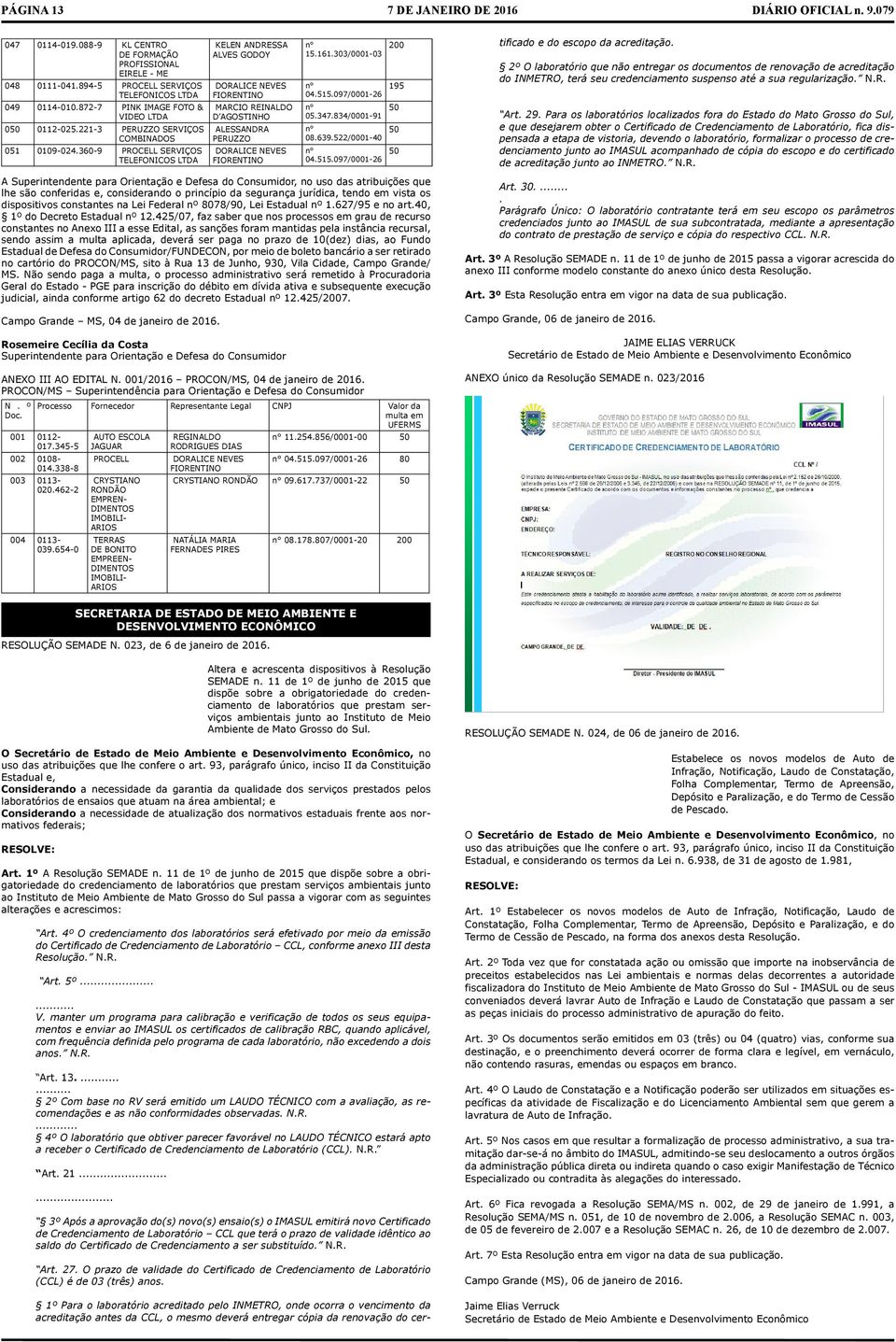 360-9 PROCELL SERVIÇOS TELEFONICOS LTDA KELEN ANDRESSA ALVES GODOY DORALICE NEVES FIORENTINO MARCIO REINALDO D AGOSTINHO ALESSANDRA PERUZZO DORALICE NEVES FIORENTINO 200 15.161.303/0001-03 195 04.515.