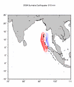 As ondas avançavam a uma velocidade de 800 km/h. O movimento das placas no subsolo pode ter deslocado algumas ilhas menores junto de Sumatra em 20 metros na direção sudoeste.