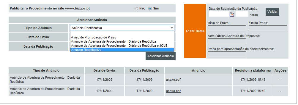 Rectificação do Procedimento Após rectificar o