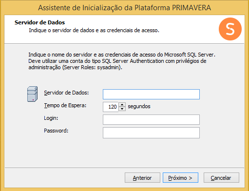 Este assistente pedirá ao utilizador a informação necessária para configurar a ligação dos módulos PRIMAVERA ao servidor de dados SQL Express e instalará nesse servidor a base de dados de empresas.