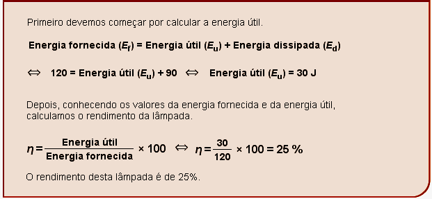 Rendimento Em qualquer processo de transferência ou de transformação de energia ocorre a sua degradação, logo, o rendimento de qualquer destes