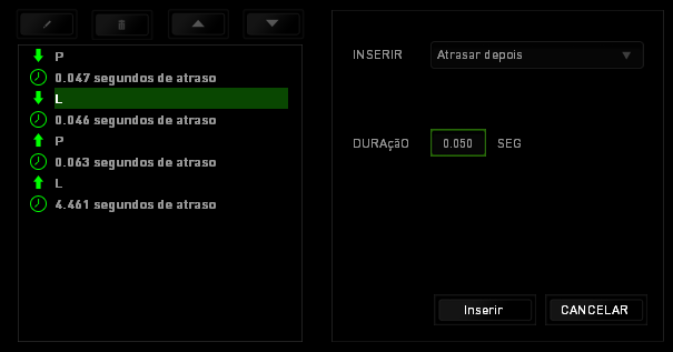 Você pode adicionar um novo conjunto de comandos de macros clicando no botão no menu de sequência de