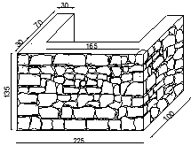 comprimento de 0.7m a partir da parede frontal, tendo em conta que a rotura do conjunto não deverá envolver o destacamento da fachada em relação às paredes transversais a linhas de rotura a 45º.
