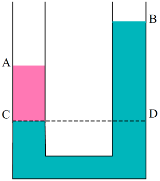 Assinale a alternativa que corresponde à situação de equilíbrio do líquido.