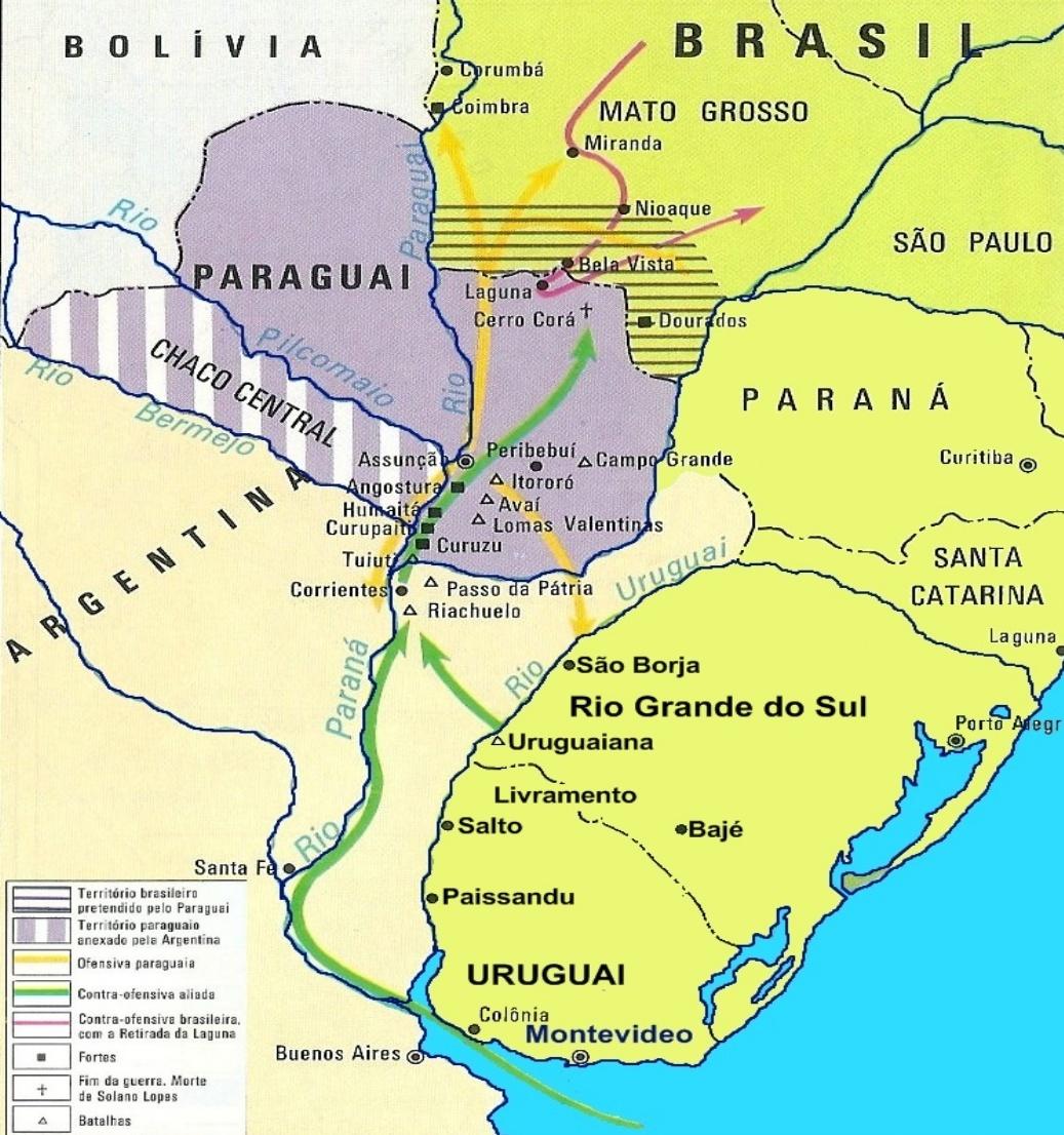 As contradições históricas... Limitado pelos territórios argentinos por um lado e pelo Brasil por outro, o Paraguai buscava novas saídas para o seu desenvolvimento.