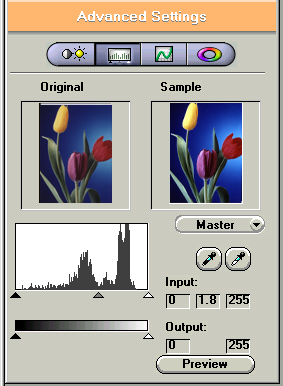 14 Luminosidade 0 Luminosidade 50 Controlo de contraste A opção Controlo de contraste permitelhe ajustar a quantidade total de branco e preto na imagem.