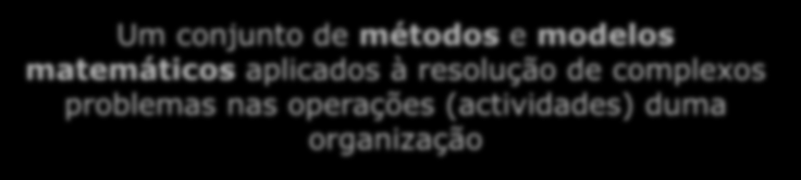 Natureza de IO (2) O que é a Investigação Operacional?