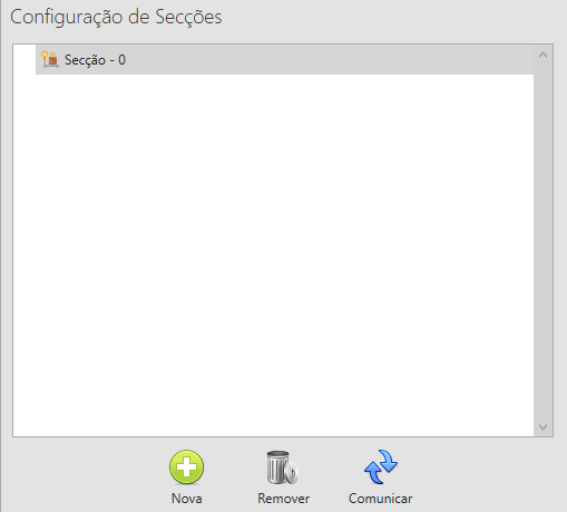 Configuração de Secções Para configurar secções, que são as balanças que irão ser configuradas, basta aceder ao painel Configuração de Secções presente na Configuração Ruby Maxima.