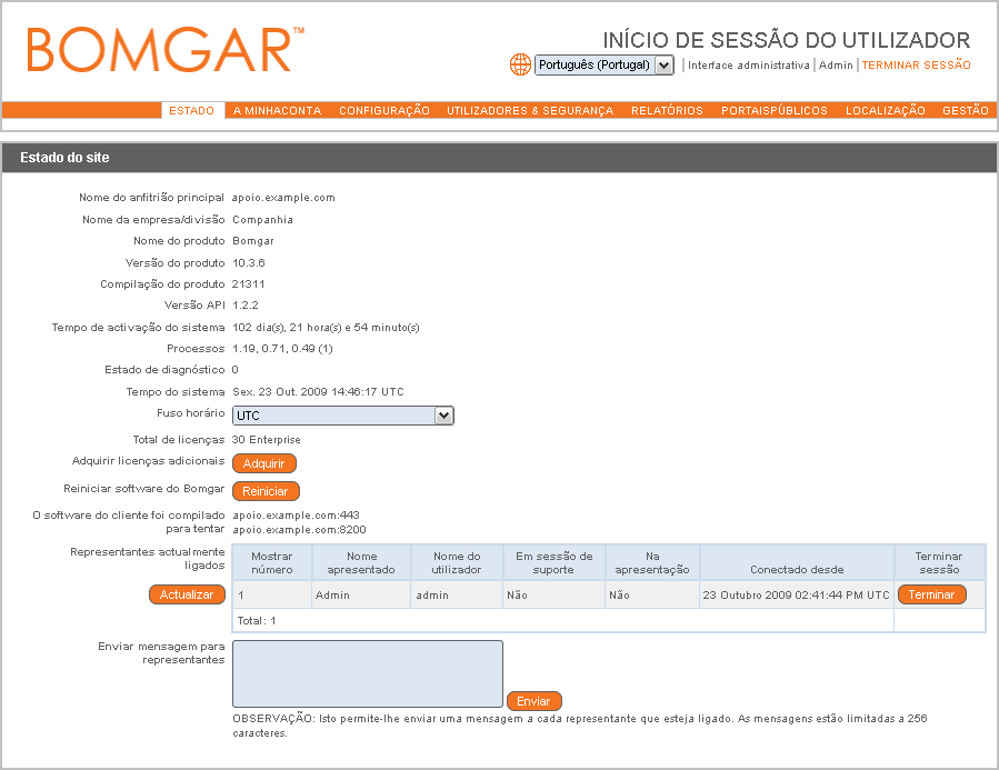 Introdução Este guia irá ajudá-lo a administrar o seu software Bomgar. Utilize este guia apenas depois de configurar a Bomgar Box. Se necessitar de assistência, contacte-nos em +01.601.519.0123 x2.