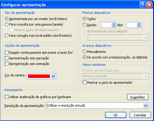 3.3. Surge uma caixa de diálogo semelhante ao apresentado com o tempo total da apresentação. Clique no botão Sim para aceitar o tempo efectuado. 3.4.