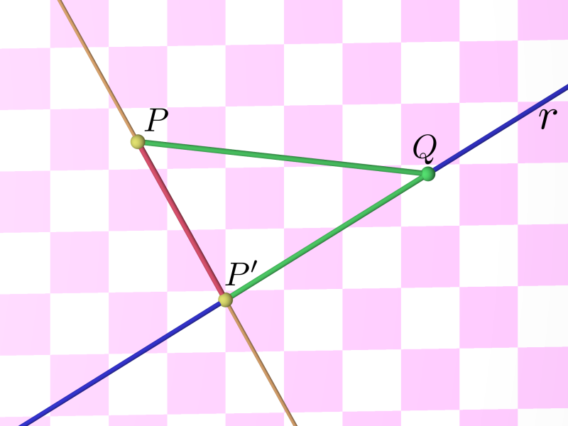 151 Geometria Analítica - Aula 1 7. Distância de um ponto a uma reta Definição 7 Sejam P um ponto e r uma reta no espaço.