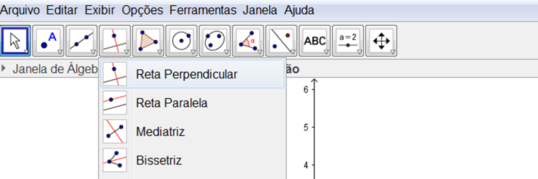 por dois pontos selecionando o terceiro ícone Reta,assim e possível ver pelas imagens a seguir: Com as retas criadas é