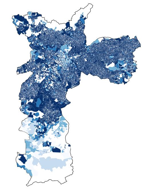 Proporção de famílias com acesso a serviços públicos