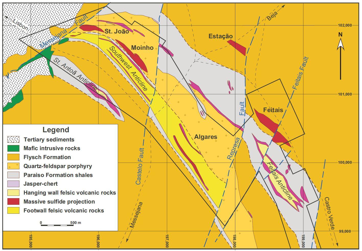 Mapa Geológico Simplificado do Campo Mineiro de Aljustrel