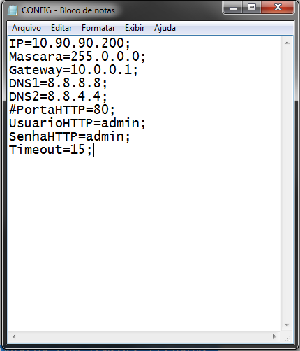 Figura 6.: Config padrão Figura 7.: Config alterado conforme a rede Neste caso foi designado o IP 10.90.90.200, a máscara e gateway devem ser os mesmos da sua rede.
