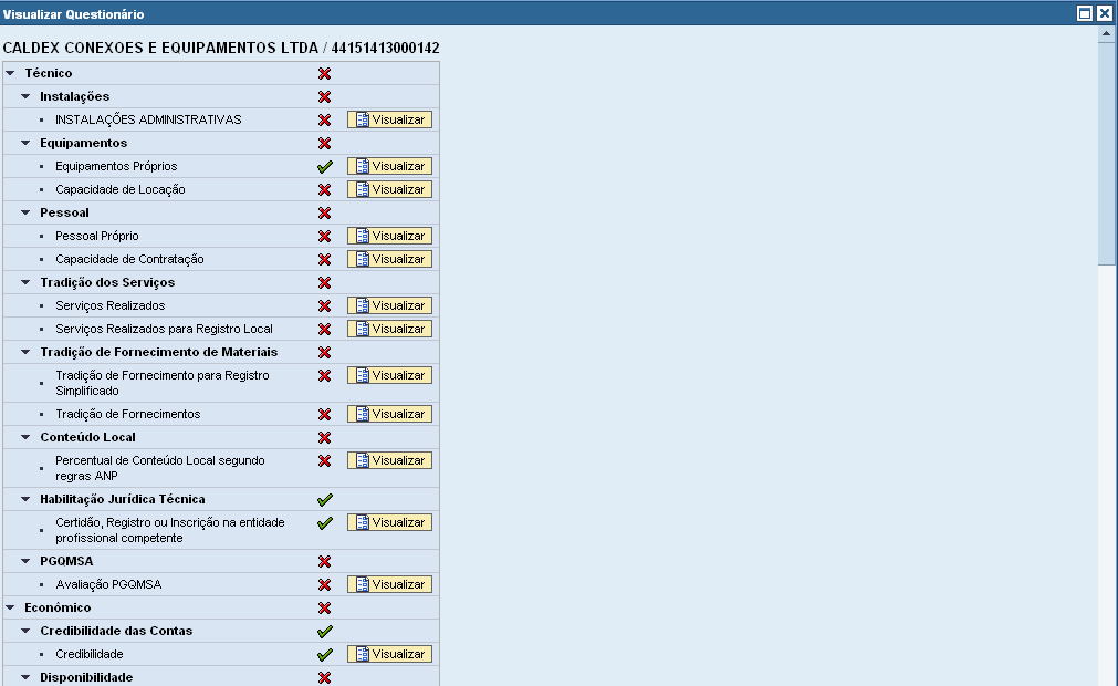 Após isso, a seguinte tela será visualizada com os questionários respondidos.