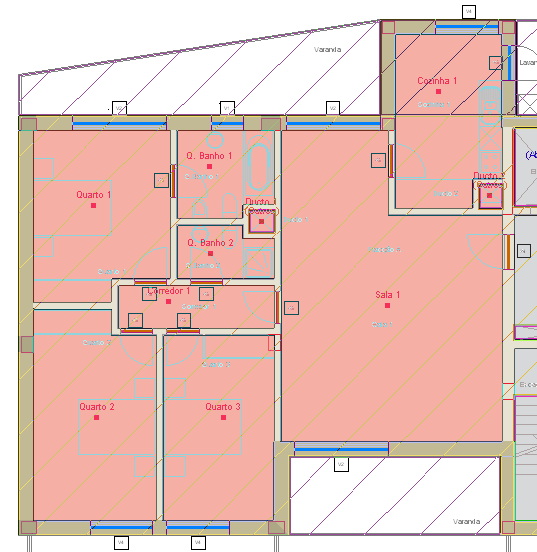 44 Fig. 3.44 Prima com o sobre todos os compartimentos pertencentes à fracção habitacional da esquerda, conforme a figura seguinte. Fig. 3.45 Prima duas vezes com o, uma para terminar a introdução e outra para que volte a surgir a janela Unidades de utilização.