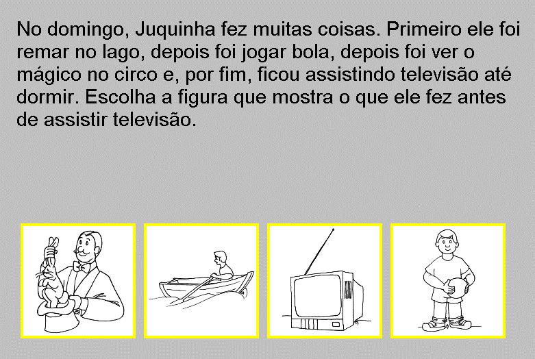 Neuropsicologia e aprendizagem: uma abordagem multidisciplinar 357 Nos subtestes de escrita a criança pode retornar ao texto enquanto inspeciona as figuras, nos subtestes de fala ela pode solicitar a