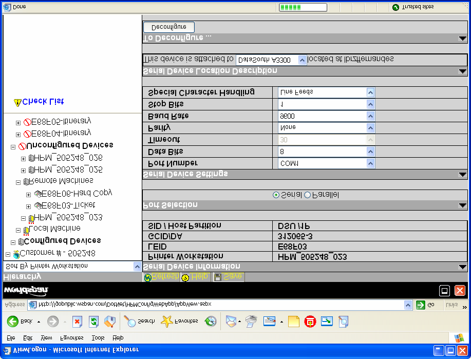 Selecione a opção Serial (no caso de impressora de bilhetes físicos) Verifique em qual porta está configurada a impressora (COM1, COM2, 1 ) e configure a porta como na figura acima.