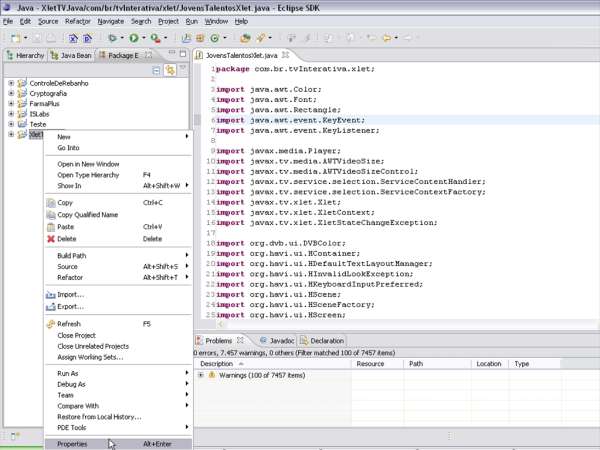 34 mensagens de erro. A versão utilizada deste emulador foi a 0.3.6 em conjunto com o JMF 2.1.