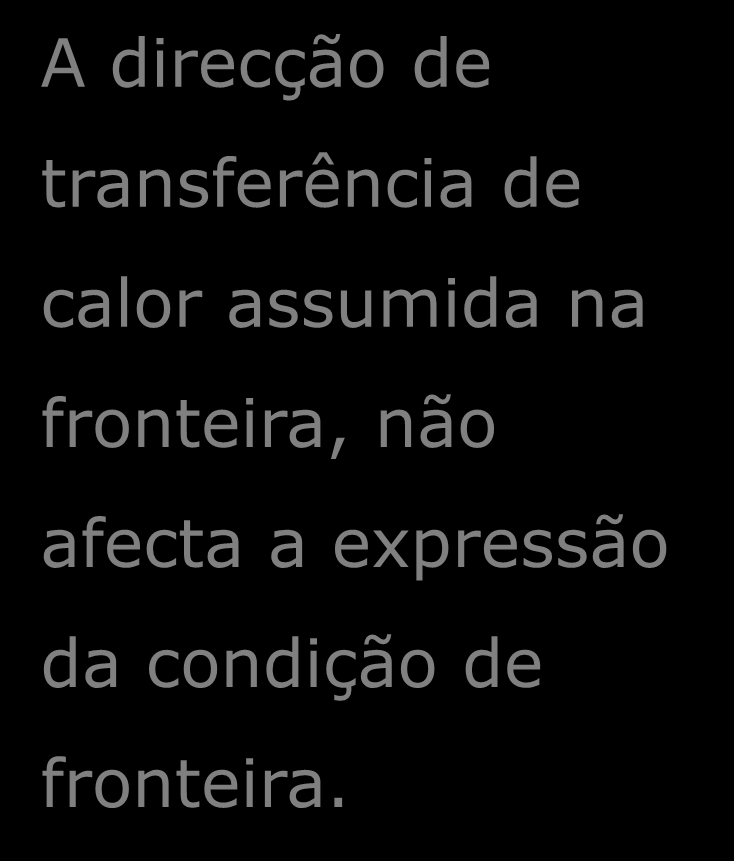 .6.3 Convecção como condição de contorno A direcção de transferência de calor assumida na