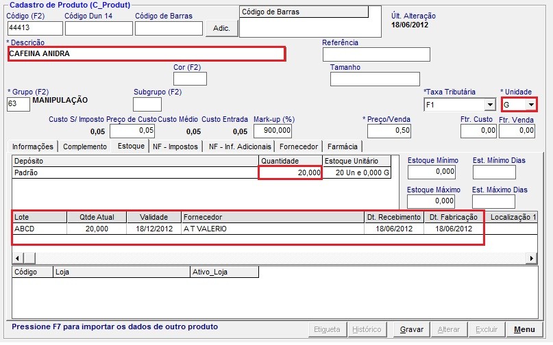 Cadastro de Produto Controle de Estoque (pt.