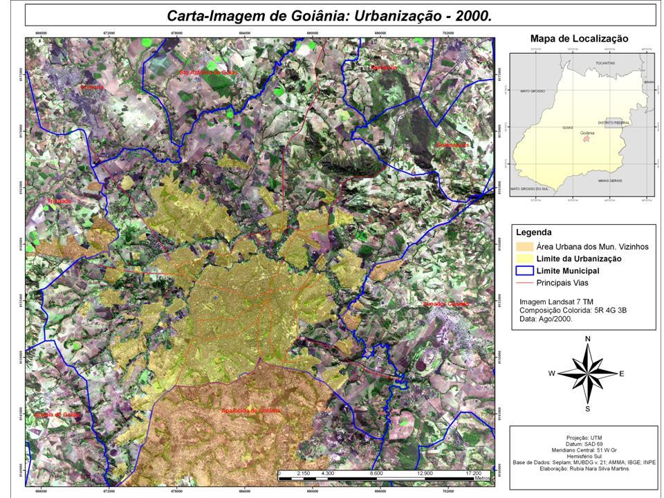 anteriormente, houve um grande aumento de bairros na porção leste do município e um espacialização da mancha urbana, tanto de 2000 como a de 2008 (Carta-Imagem 02).