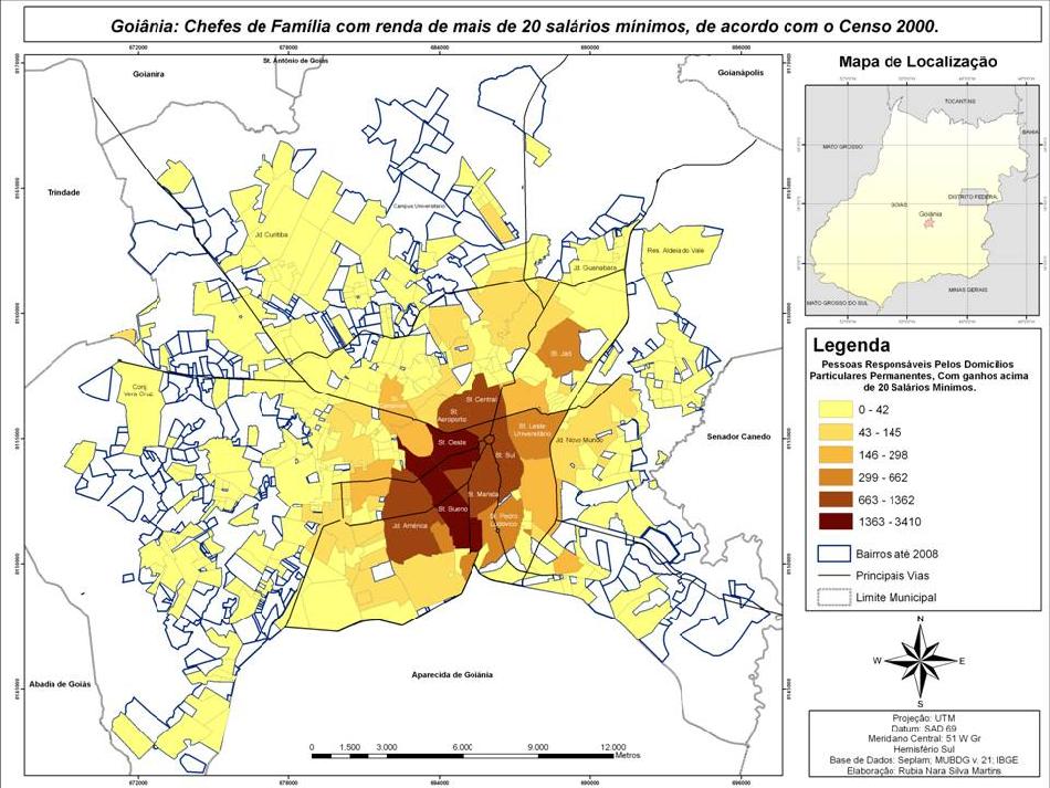 sua grande maioria nas franjas da zona de expansão do município. Mapa 03: Número de apartamentos em Goiânia, segundo Censo 2000.