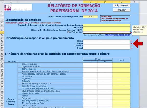 Sempre que aparecer o carater «, à direita de um campo, significa que o campo não está preenchido, ou está preenchido