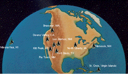 O VLBI junta o EVN e o VLBA para chegar ao diâmetro da Terra.