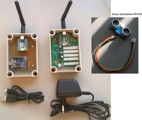 O presente projeto visa mostrar uma básica aplicação com o Kit DK 105 Grove. Utilizamos um sonar ultrassônico Grove juntamente ao nó sensor para medir distância de obstáculos.