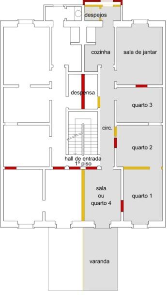 Caso 3 Caso 2 ANÁLISE / CONCLUSÕES ALTERAÇÕES - GRAU DE INTERVENÇÃO II Manutenção da compartimentação original Demolição de parede exterior prolongamento do espaço interior original para o exterior