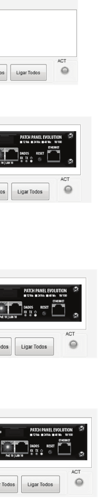 PATCH PANEL 5 E 10 PORTAS FAST E GIGABIT EVOLUTION ACIONANDO AS PORTAS REMOTAMENTE Quando conectado o dispositivo exibe o status atual das portas de acordo com as configurações de status e estado