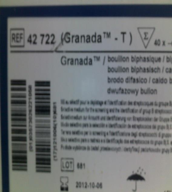 Material e Métodos 25 Figura 2. Foto da Etiqueta do Caldo Granada Bifásico usado no cultivo do EGB 5.2.3.