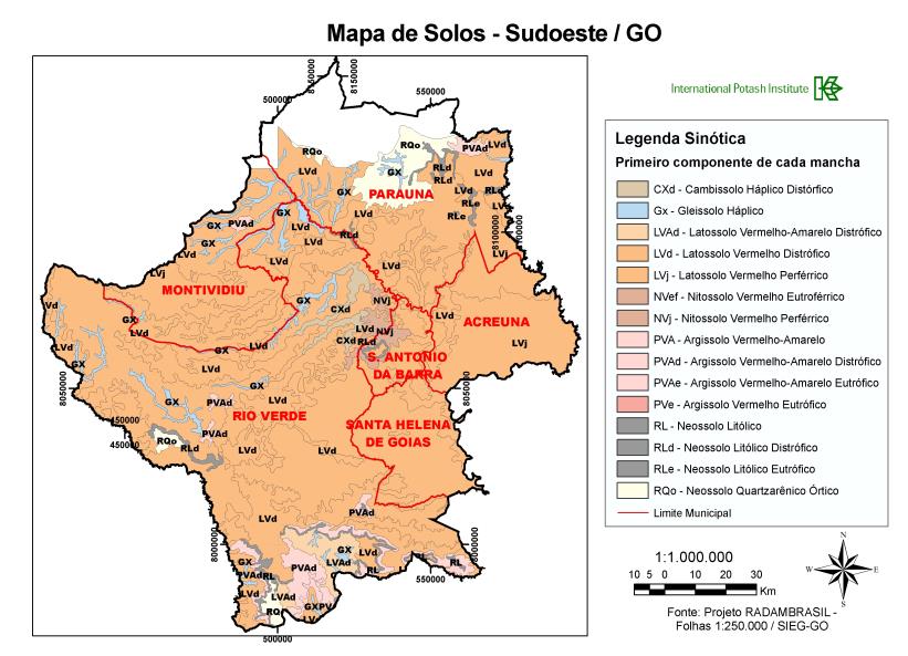 Municípios mais produtivos Sudoeste Goiano Base de dados de mapas 1:250.