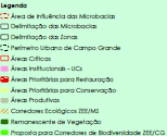 Áreas Institucionais: correspondem com as diferentes Unidades de Conservação do município, não existindo áreas de comunidades quilombolas e reservas indígenas delimitadas em Campo Grande.