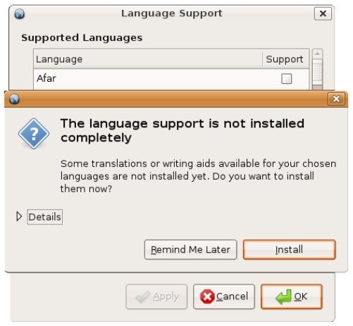 2.2 Alterando o Idioma Padrão O Ubuntu oferece suporte a mais de 100 idiomas. Você pode definir o idioma padrão do seu computador durante a instalação do Ubuntu ou em um estágio posterior.