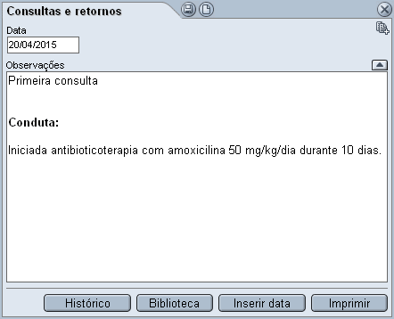 e) Preencha o campo Palavras-chave com os termos mais importantes da anamnese, visando uma futura pesquisa sobre os diagnósticos e históricos dos pacientes em geral.