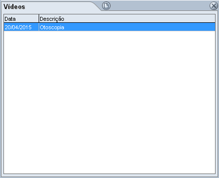 a) Selecione a ficha Vídeos e clique em Novo. b) A data será preenchida automaticamente, podendo ser editada. c) Preencha o campo Descrição com uma descrição para o vídeo.