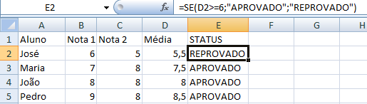 Fórmulas com funções (SE) 2 Retorna um valor se uma condição que você especificou avaliar como VERDADEIRO