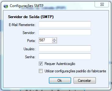 Se utilizar a opção Utilizar configurações padrão do fabricante as informações serão preenchidas automaticamente, somente clique em Próximo.