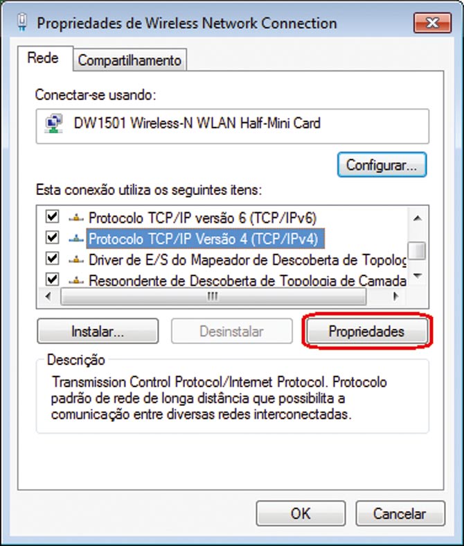 3. Selecione Protocolo TCP/IP Versão