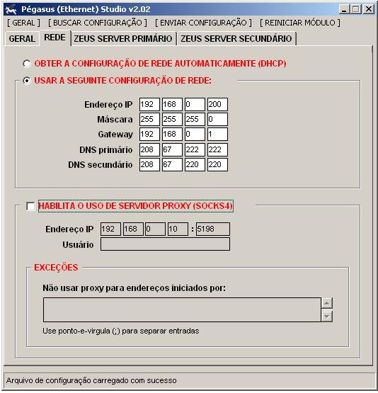 Rede. Nesta Aba de Configuração, iremos configurar o Endereço IP do módulo