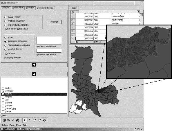 XVII Simpósio Brasileiro de Banco de Dados Integração de dados espaciais: possibilita a integração de layers de diferentes tipos (superfícies, pontos, etc.) combinados em um mesmo frame.